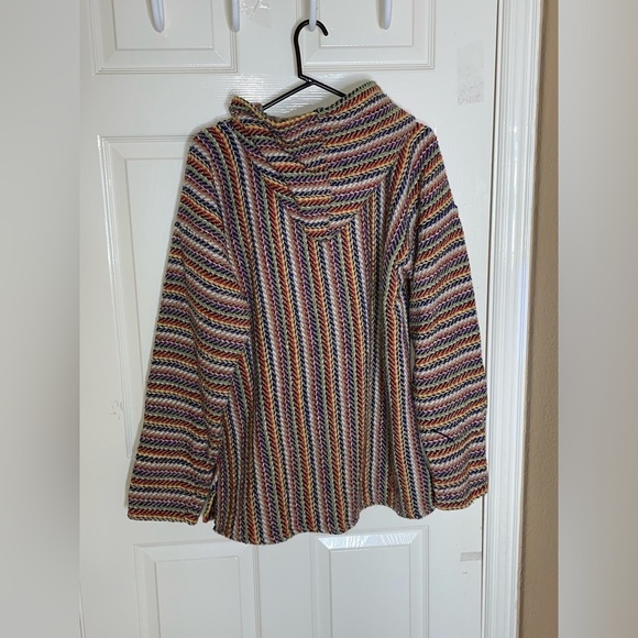 Molina Mexican Baja Hoodie Hippie Surf Poncho Sweater Size Medium Multicolor - Picture 9 of 11